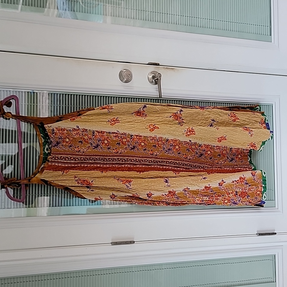 Kantha Cotton Tie-Shoulder Dress OS Can Be Reversed - Picture 9 of 9